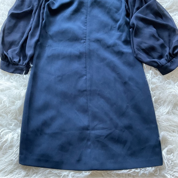 Ann Taylor Navy V-Neck Sheath Dress‎ with Sheer 3/4 Sleeve - Picture 9 of 9